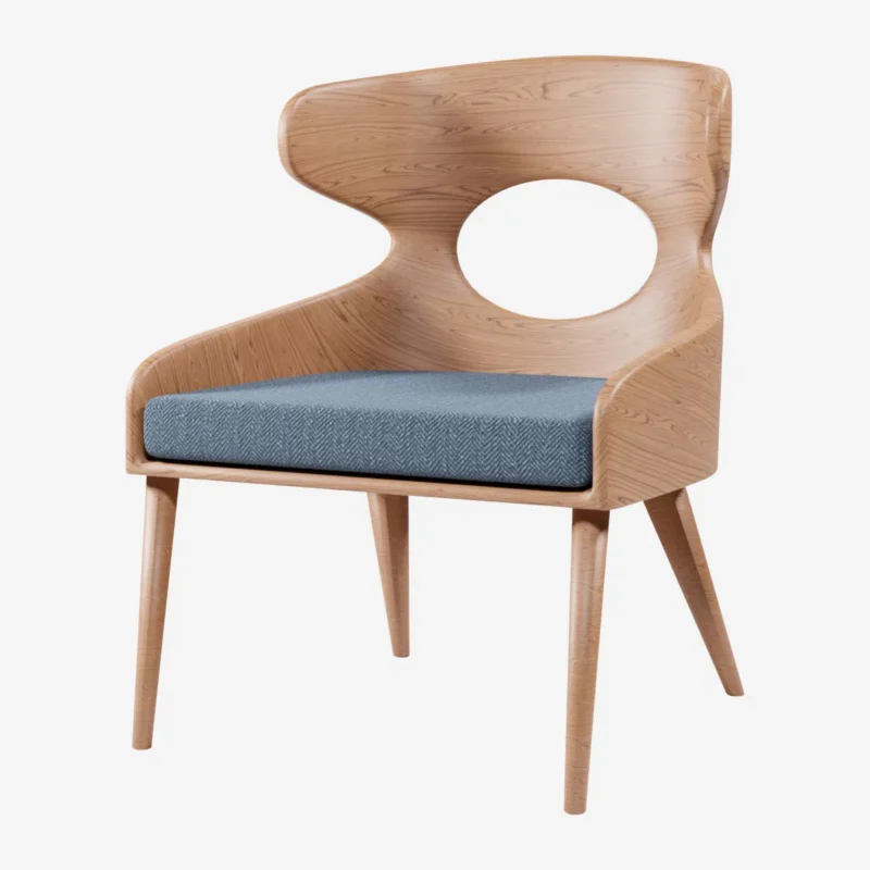 Wood armchair with pillow